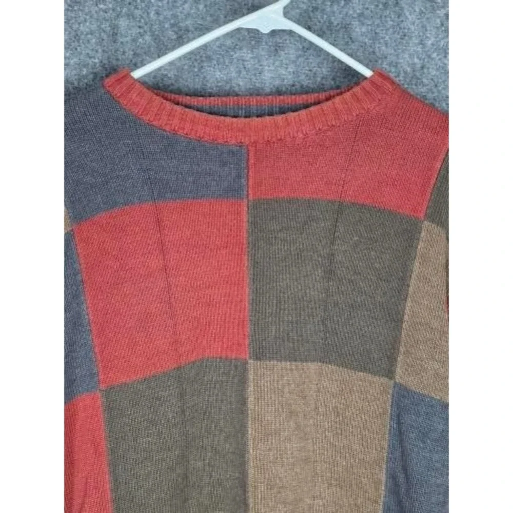 VTG OSCAR DE LA RENTA‎ Men's Patchwork Crewneck Sweater Size L Work Cosby 80s